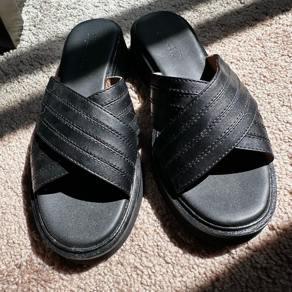 Madewell Black Crisscross Slide Sandals